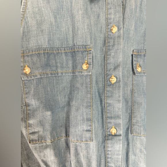 Women's Denim Sleeveless Mini Shirtdress  Ava & Viv light Denim Wash - Picture 11 of 11